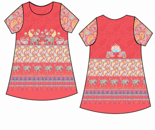 Jersey Baumwolle Pink Elefant von Stenzo - Panel